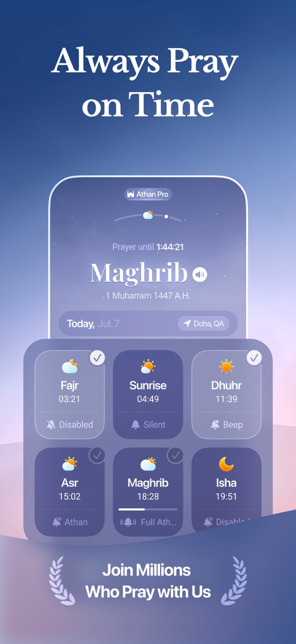 Athan Pro prayer time app for iPhone: official App Store screenshot