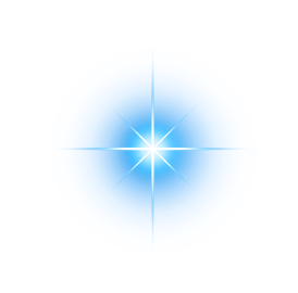 Bright blue glowing star with light rays extending vertically and horizontally on a black background.