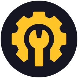 Yellow wrench and gear icon representing mechanical or technical services