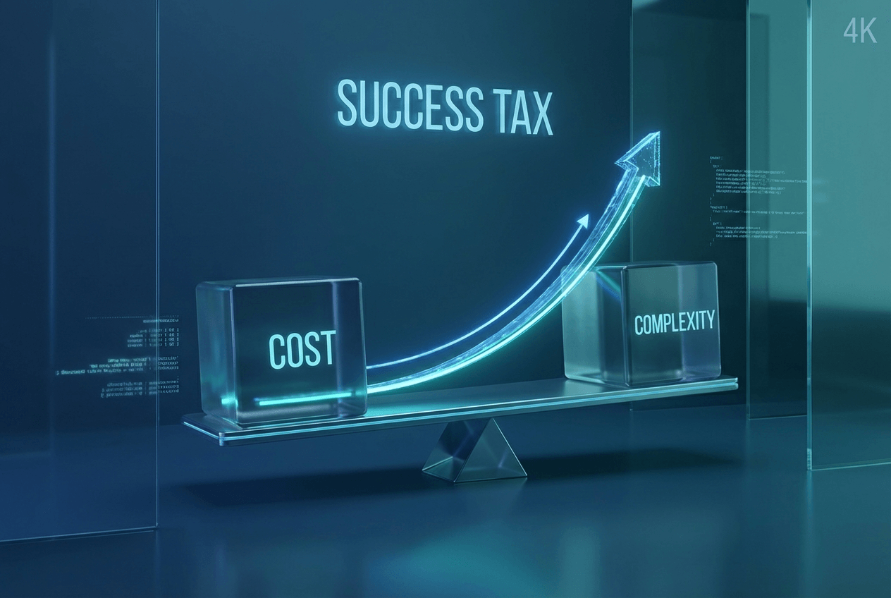 The 'Success Tax' occurs when software costs and administrative overhead grow faster than the revenue the tools are meant to generate.