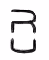 Black abstract brushstroke resembling the letters R and U on a white background.