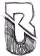 Black and white sketched design combining the letter R with the number 5.