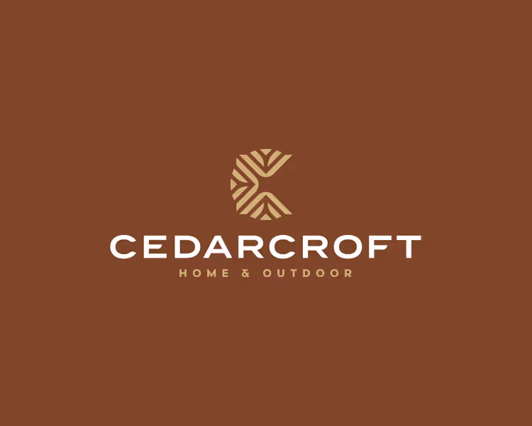 CedarCroft logo with stylized 'C' made of leaf patterns above the text 'CEDARCROFT HOME & OUTDOOR' on a brown background.