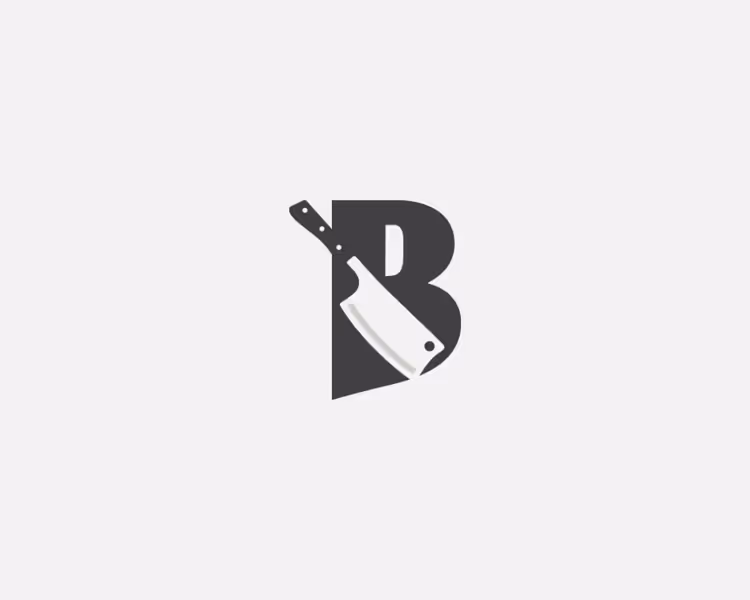 Logo featuring a cleaver knife integrated into the letter B.