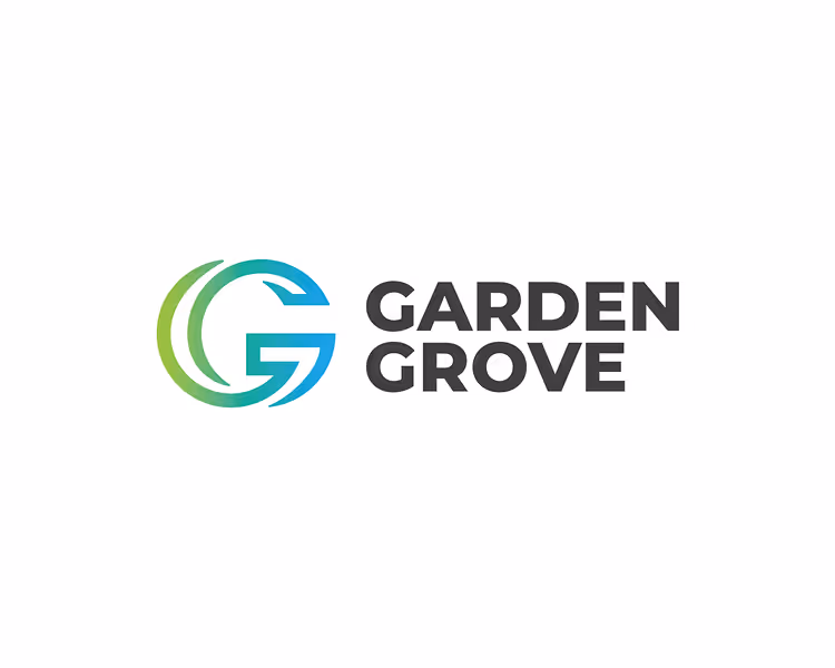 Garden Grove logo with stylized green and blue 'GG' letters to the left of the text.