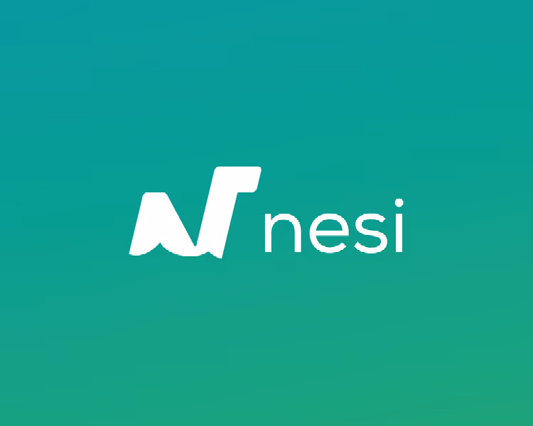 Logo with stylized letter N followed by the text 'nesi' on a green gradient background.