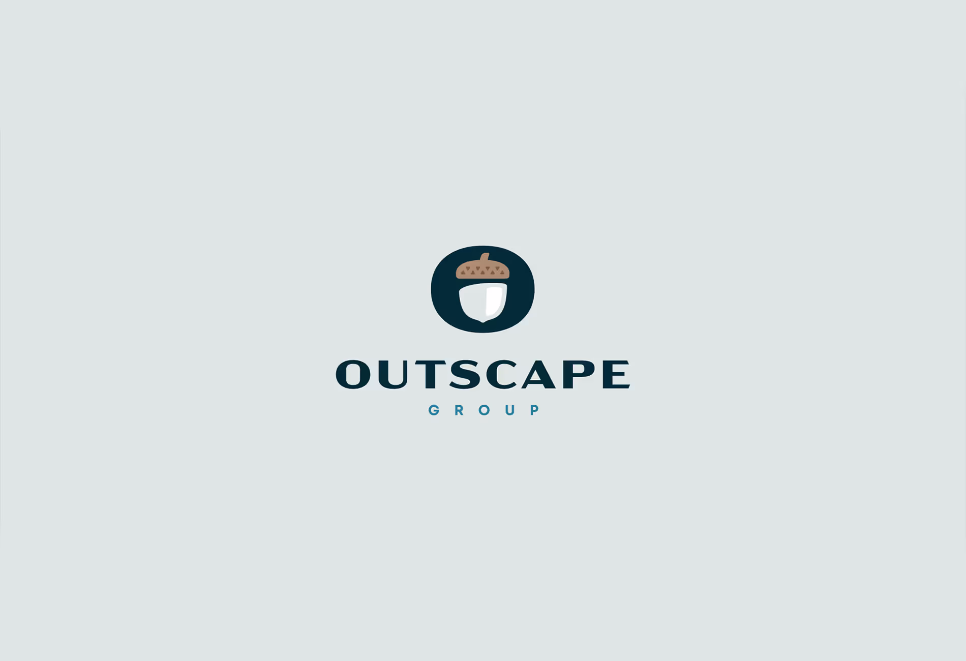 Logo of an acorn above the bold text 'OUTSCAPE' with smaller text 'GROUP' underneath on a light gray background.