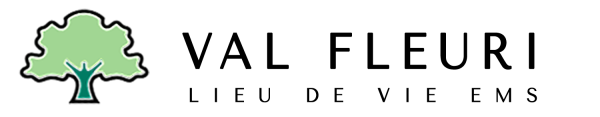 Logo with a green tree icon and text 'VAL FLEURI LIEU DE VIE EMS'.