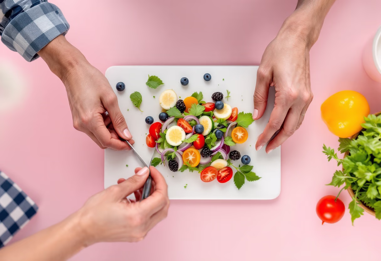 healthy meal preparation in a wellness kitchen