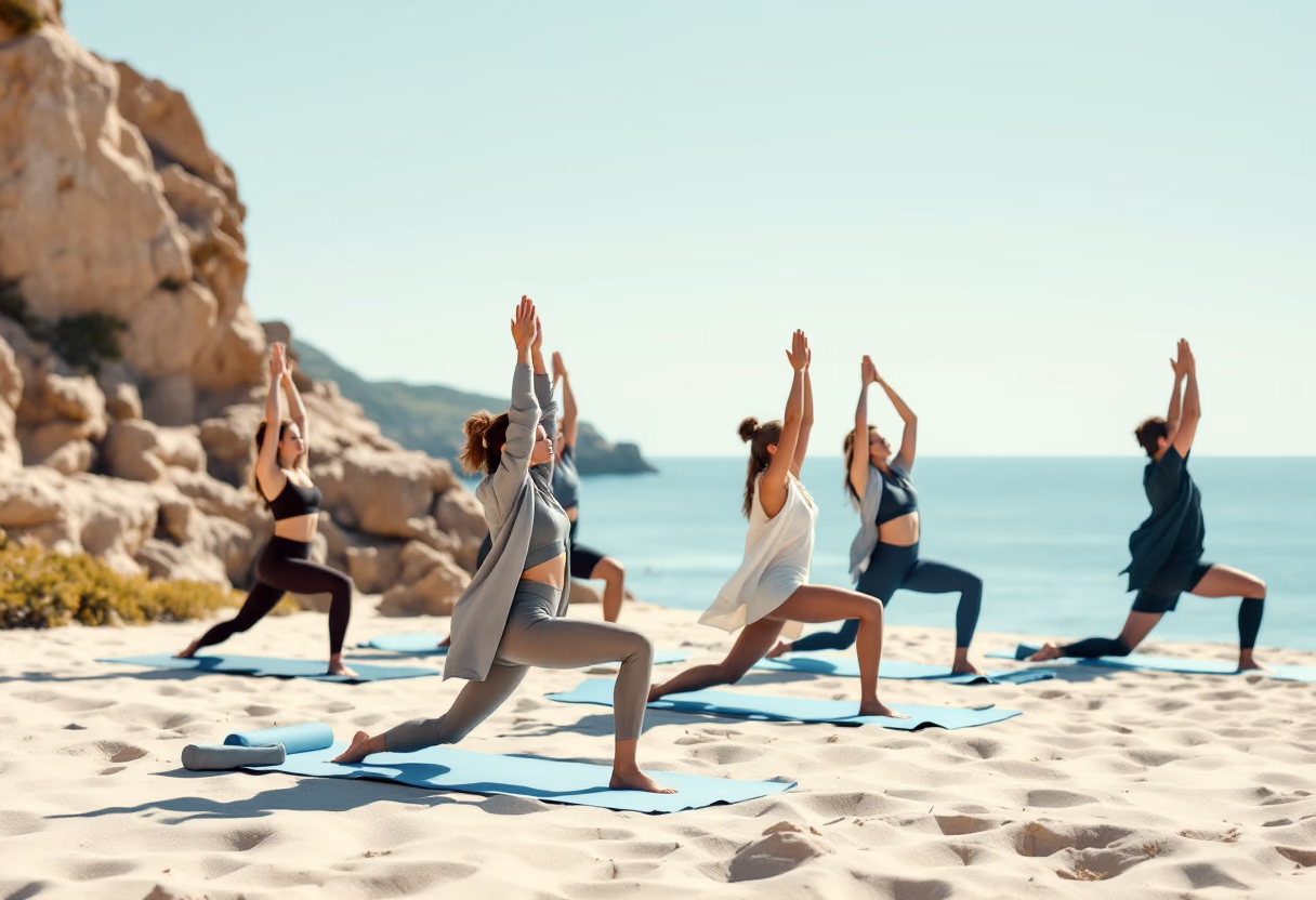 outdoor yoga class by the sea