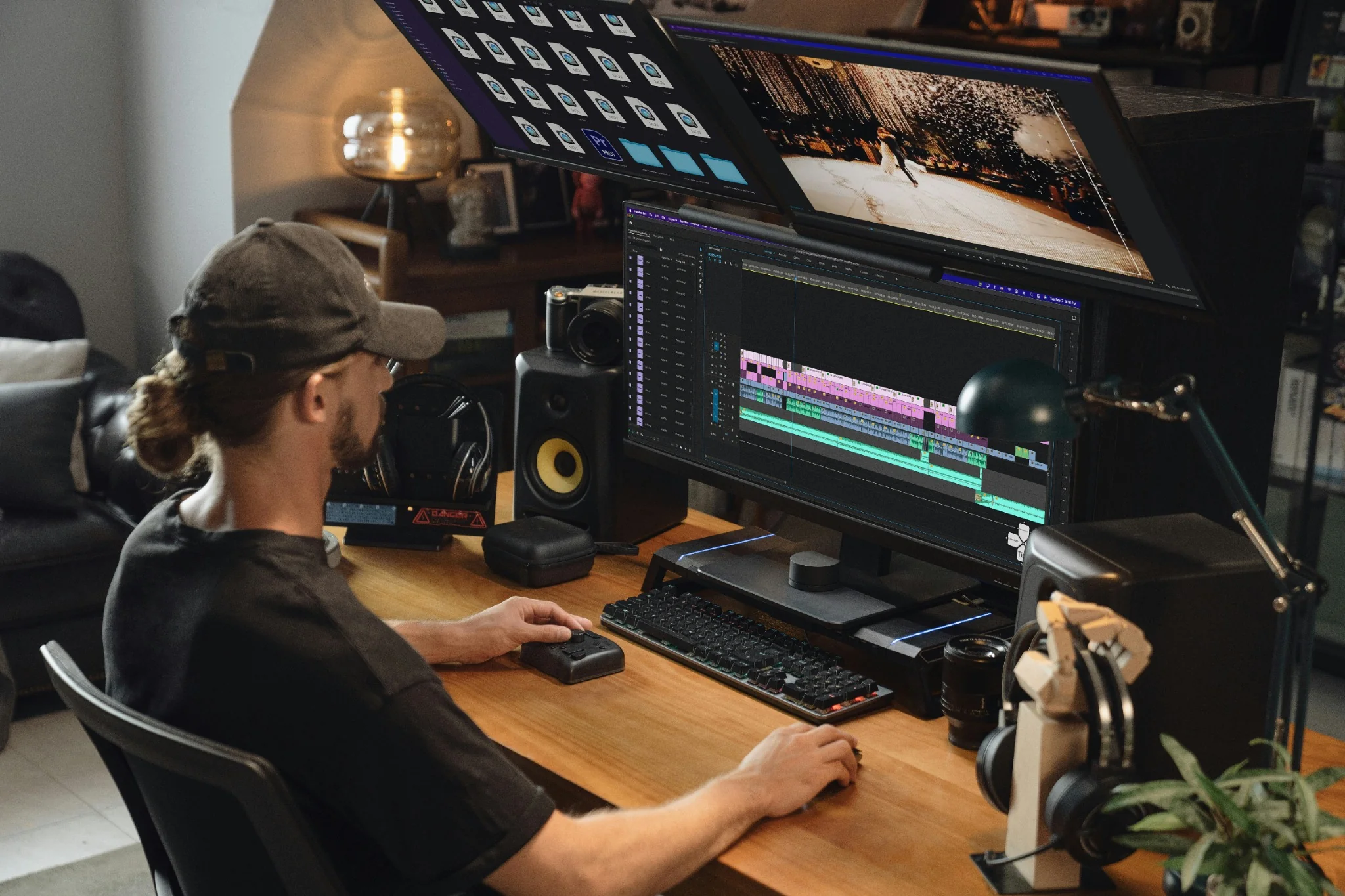 Créateur de contenu en studio d'enregistrement professionnel