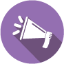 Graphic icon of a megaphone that illustrates brand social media marketing.