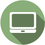 Graphic icon of a computer that illustrates digital campaigns.