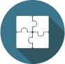 Graphic icon of a puzzle that illustrates brand problem solving.