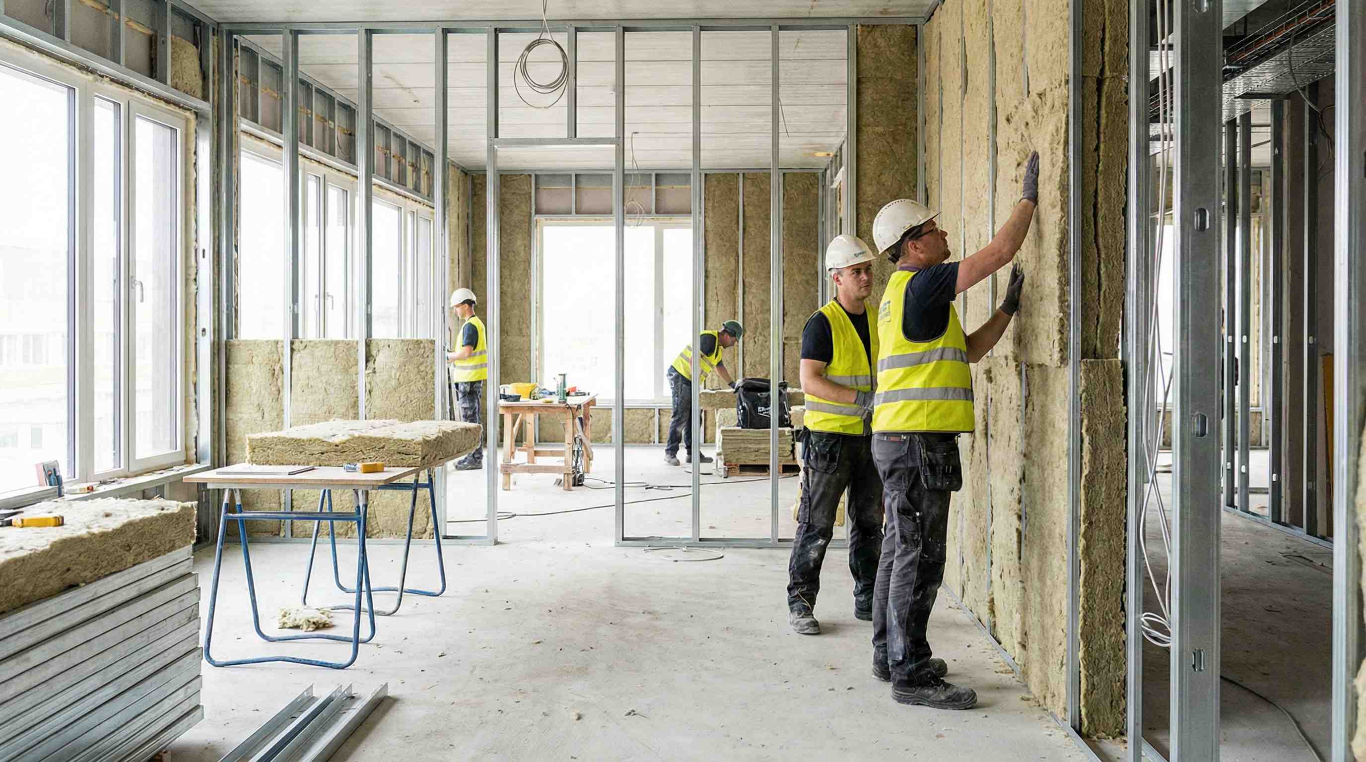 isolamento térmico com lã de rocha em construção