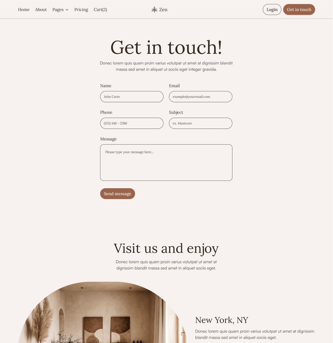 Zen - Contact V3 Page - Zen Spa Massage Webflow Template