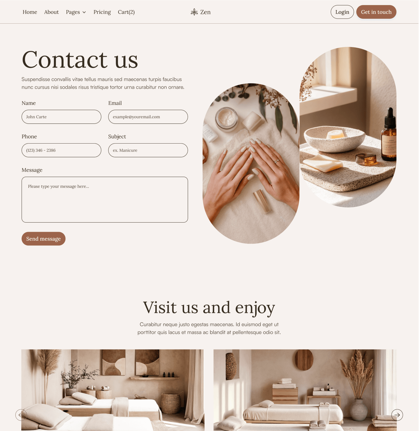 Zen - Contact V2 Page - Zen Spa Massage Webflow Template