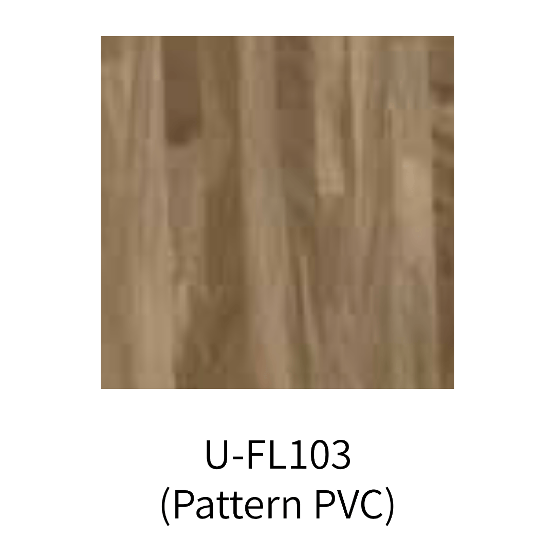 Sample of U-FL103 Pattern PVC flooring with a natural wood grain design in light brown tones.