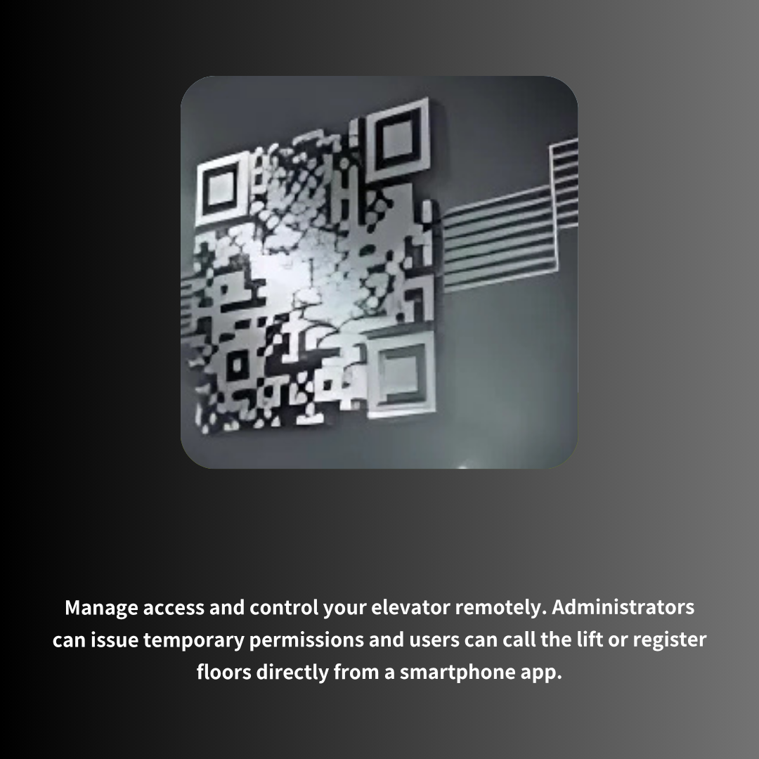 Silver 3D QR code graphic with a digital circuit design extending to the right on a gray background.