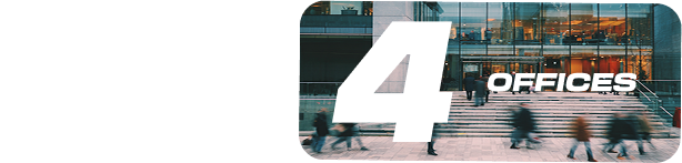 Image of an office with copy that says, New York, Houston, Chicago, and The Woodlands. Noting that there are four offices.