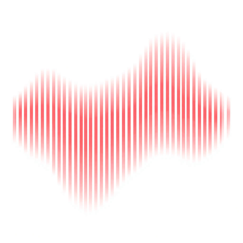 Decorative abstract red shape that resembles a wave made up from lines