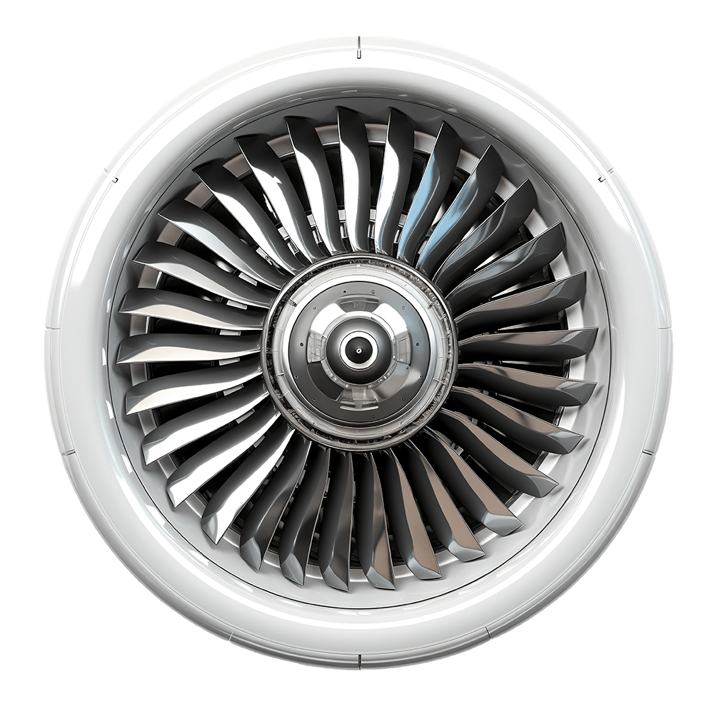 Photographic image of turbo engine.