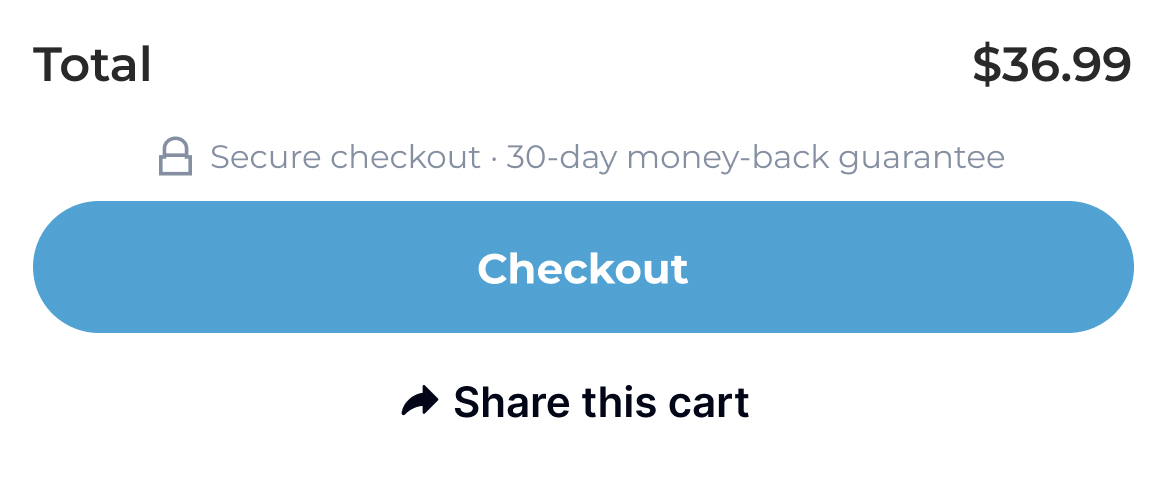Shareable cart checkout summary