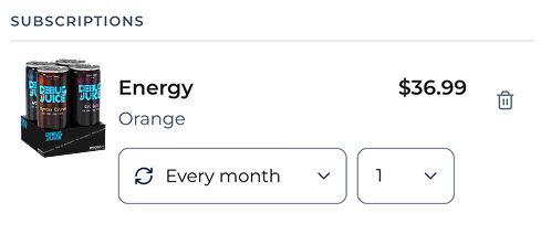Subscription line item in the cart