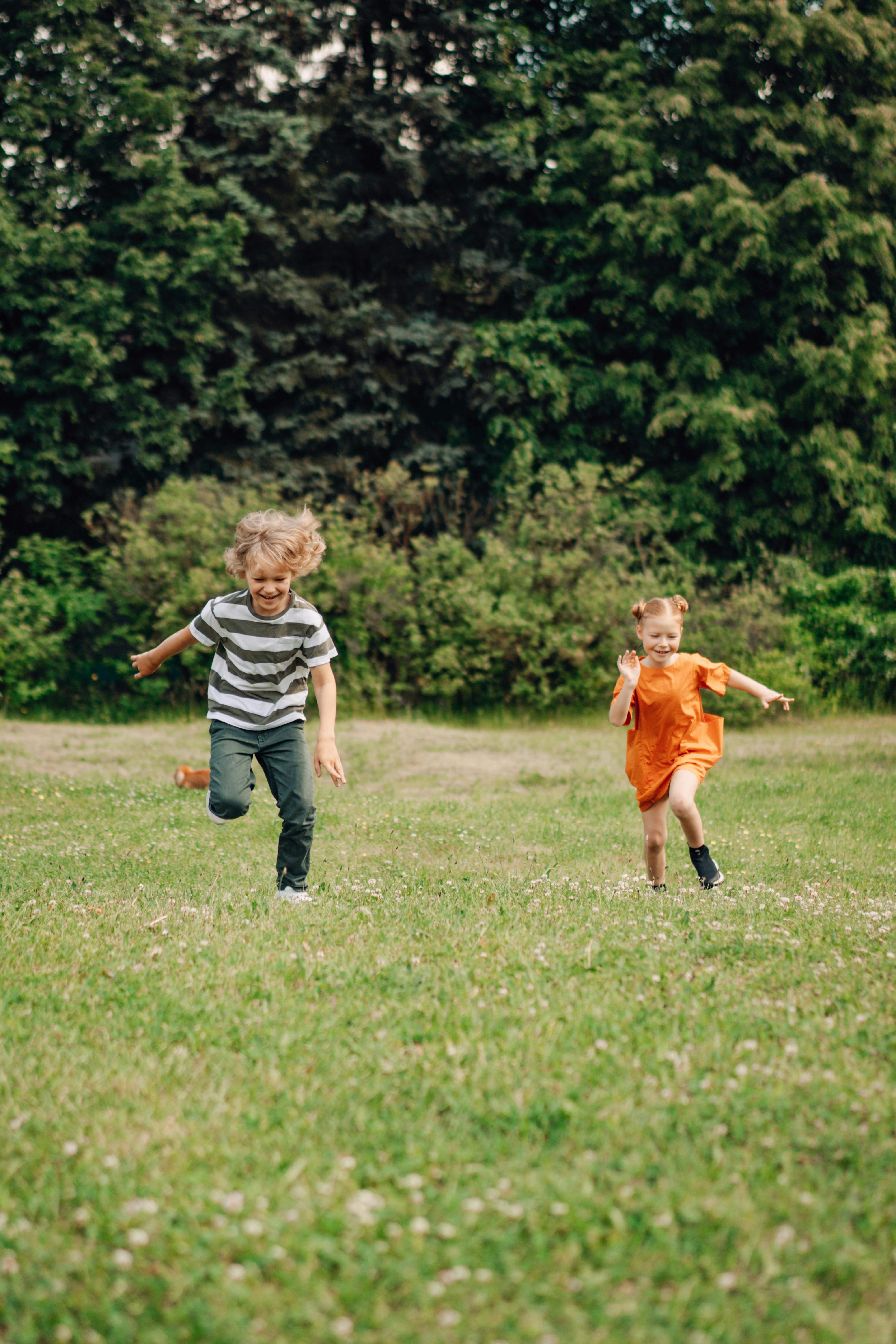 Kids Running Stock Photo