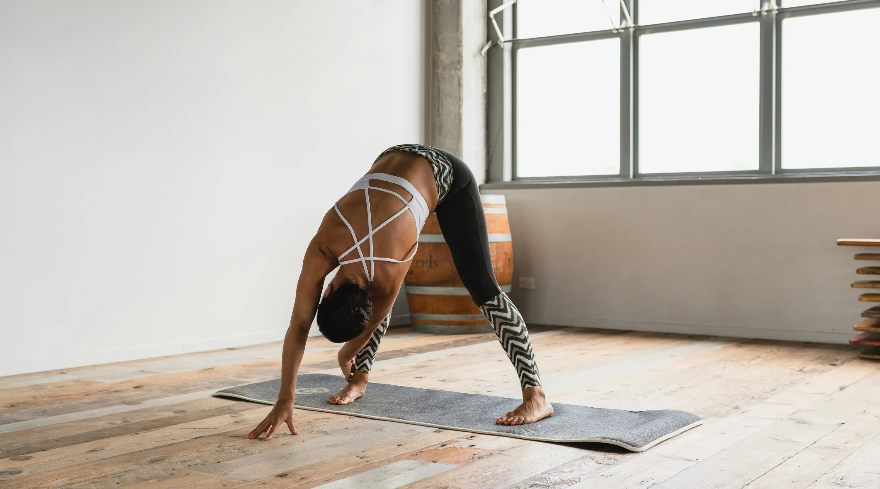 A woman is exercising