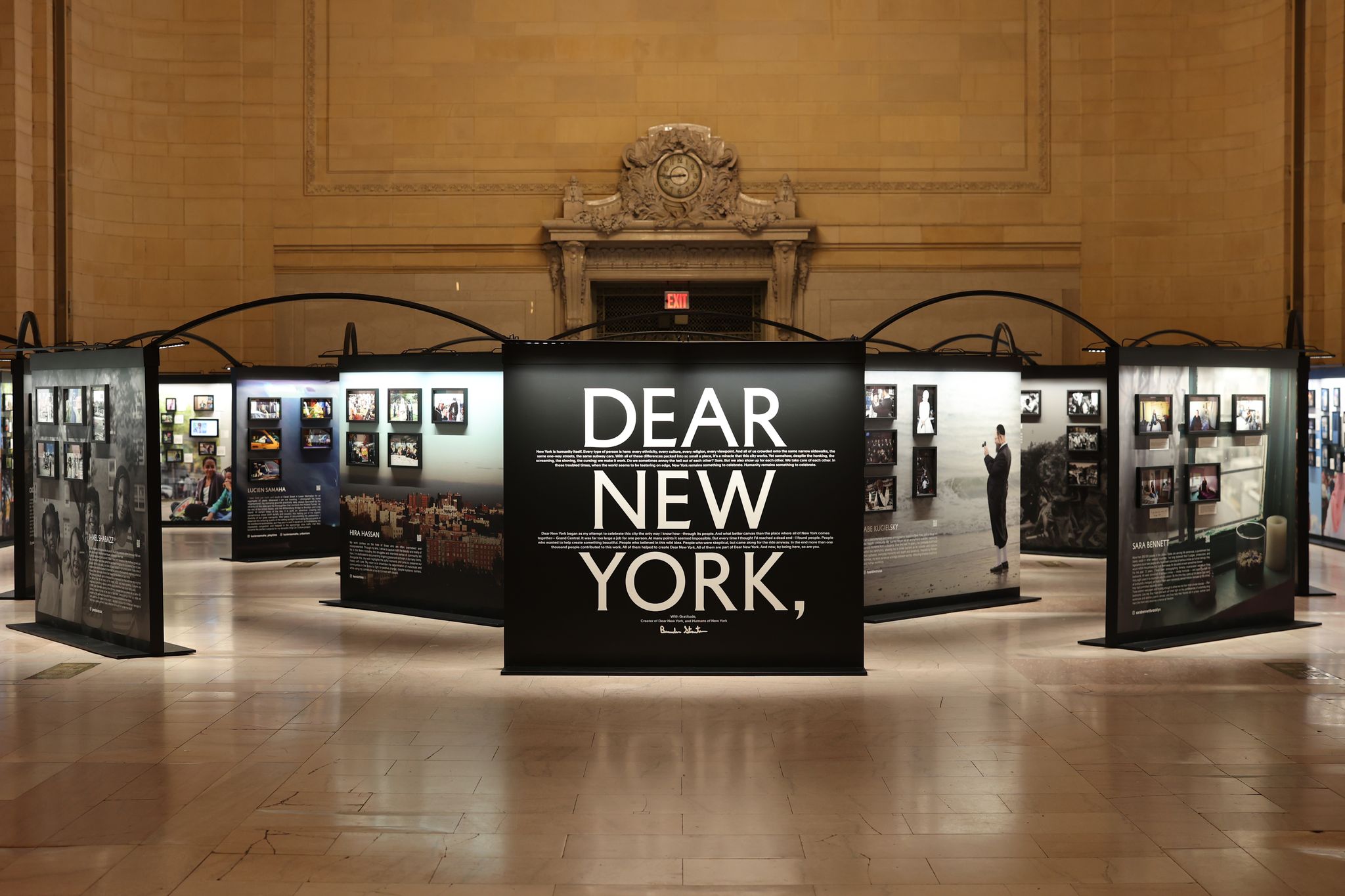 The exhibit in Vanderbilt Hall during Dear New York, an art installation at Grand Central.