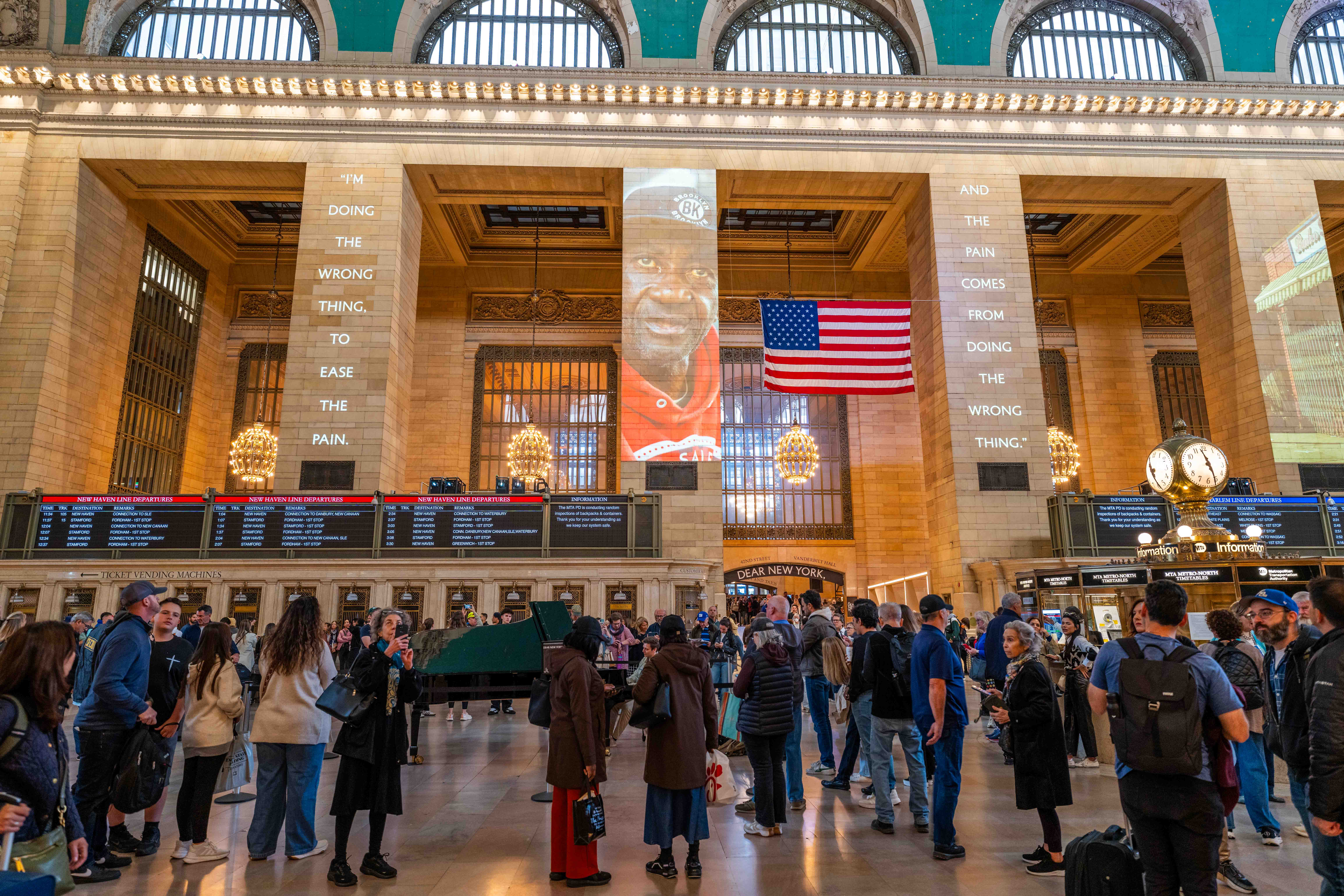 The Main Concourse during Dear New York showing the large projections