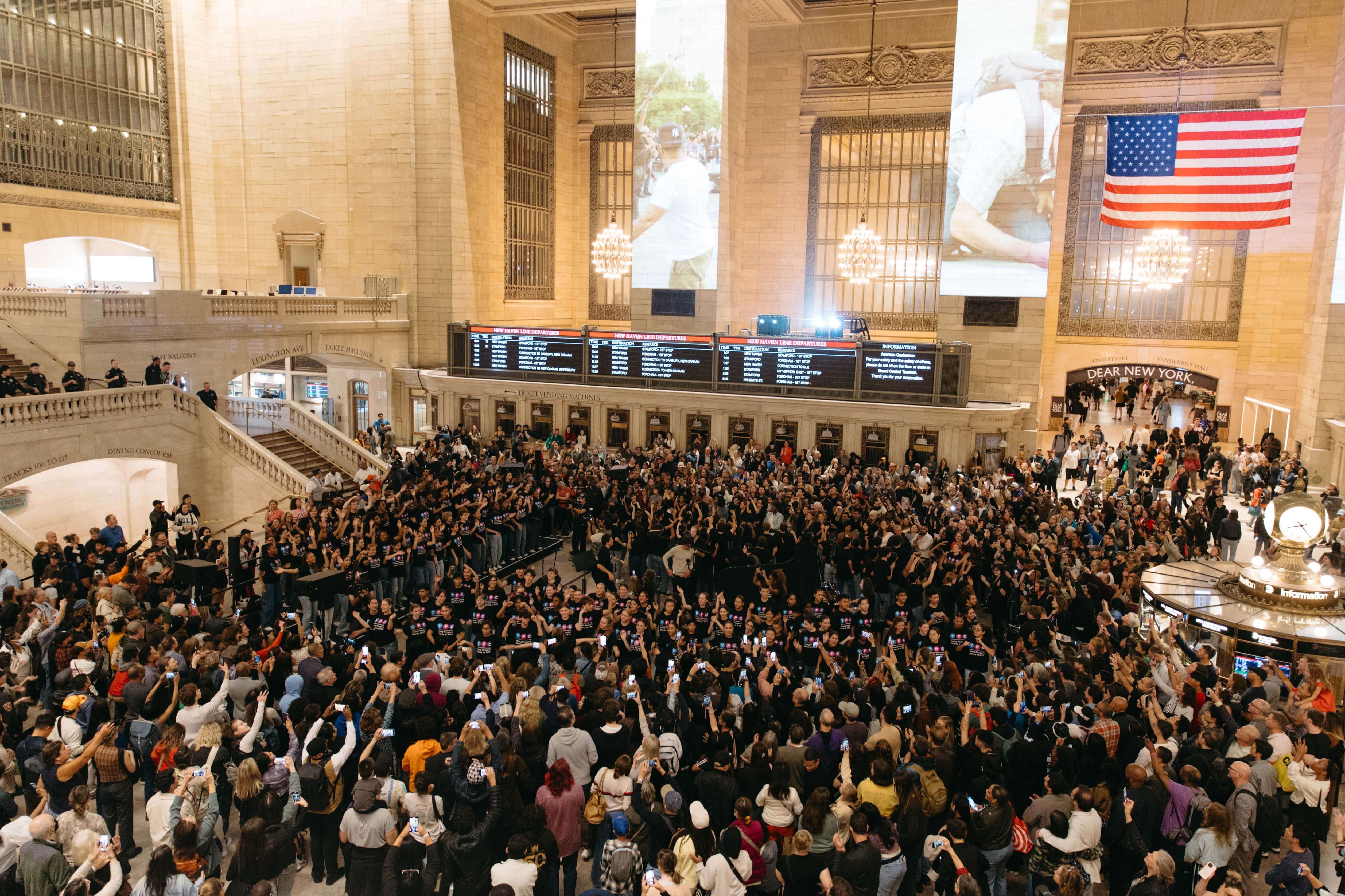 The closing ceremony of Dear New York an art installation at Grand Central