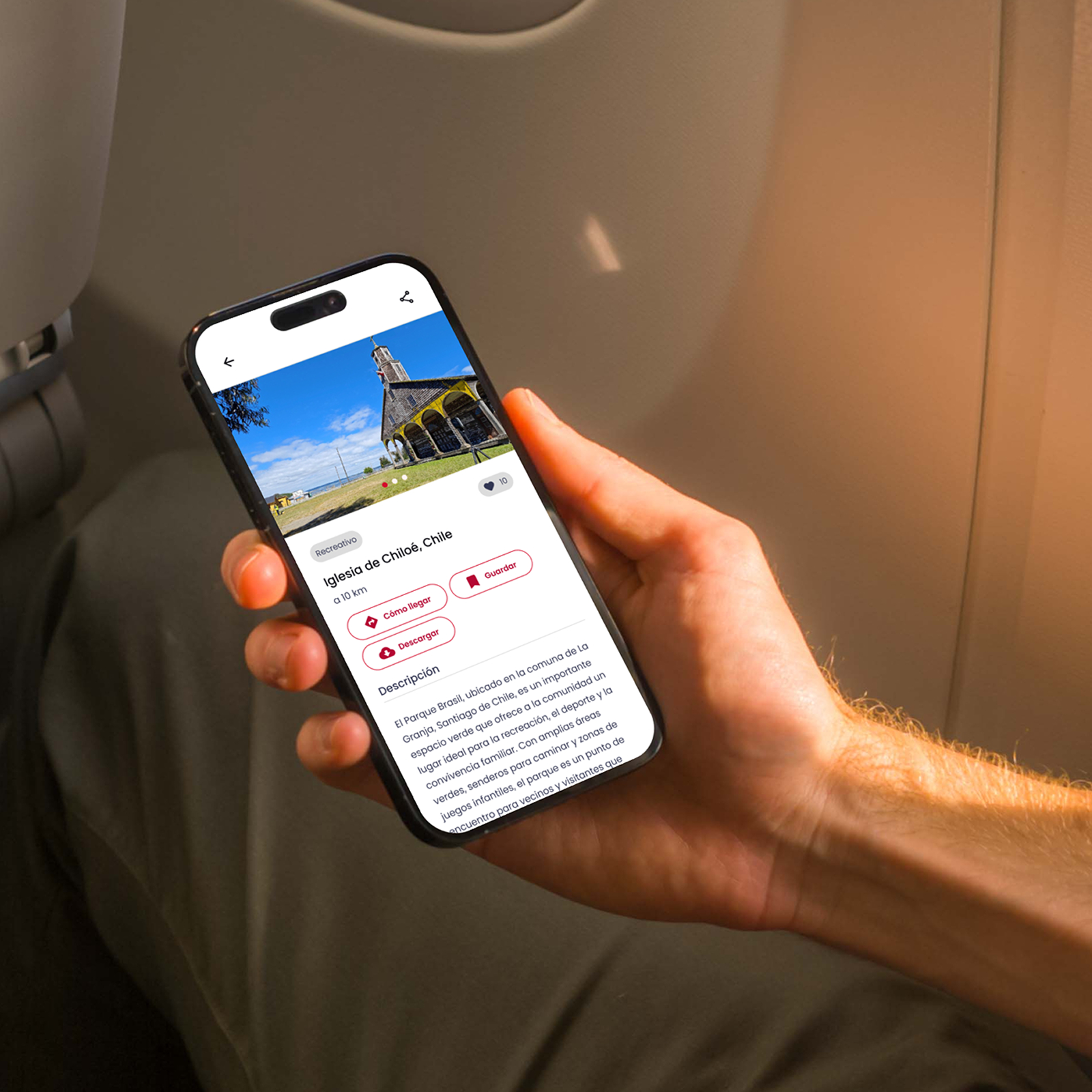 interface image of a mobile device with travel app interface (for a travel tech)