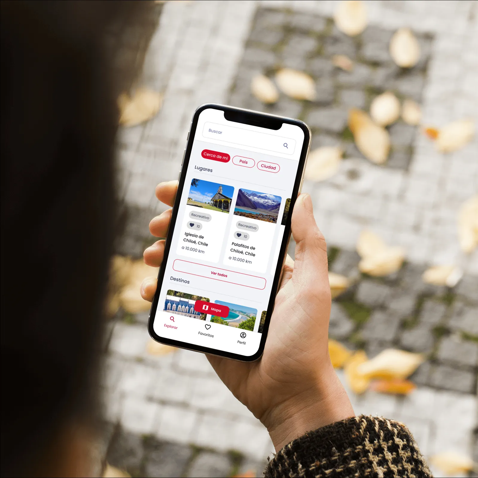 image of a digital interface for travel booking on a smartphone