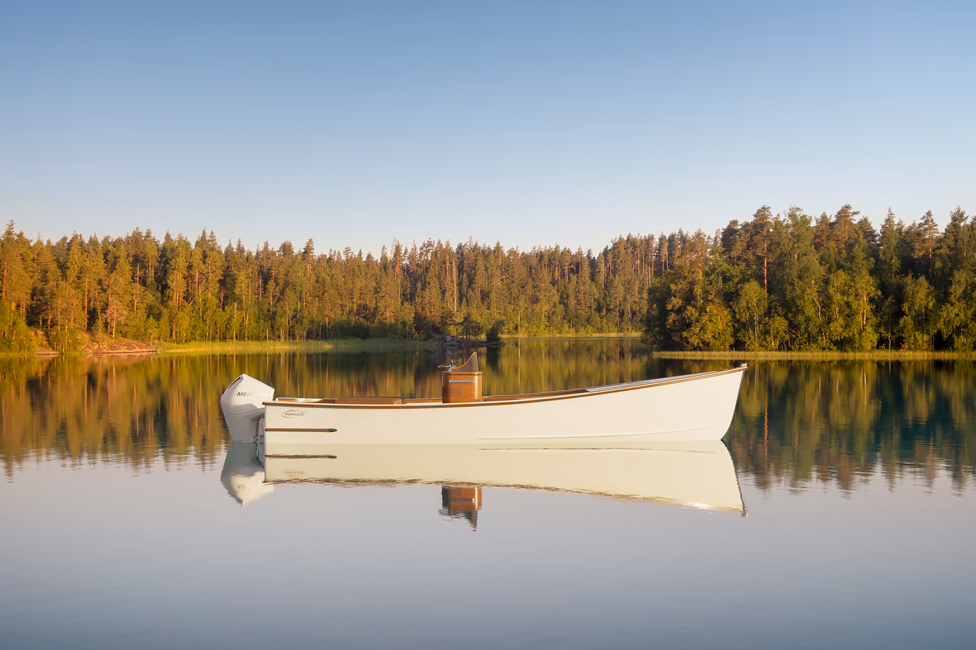 custom skiff on the water