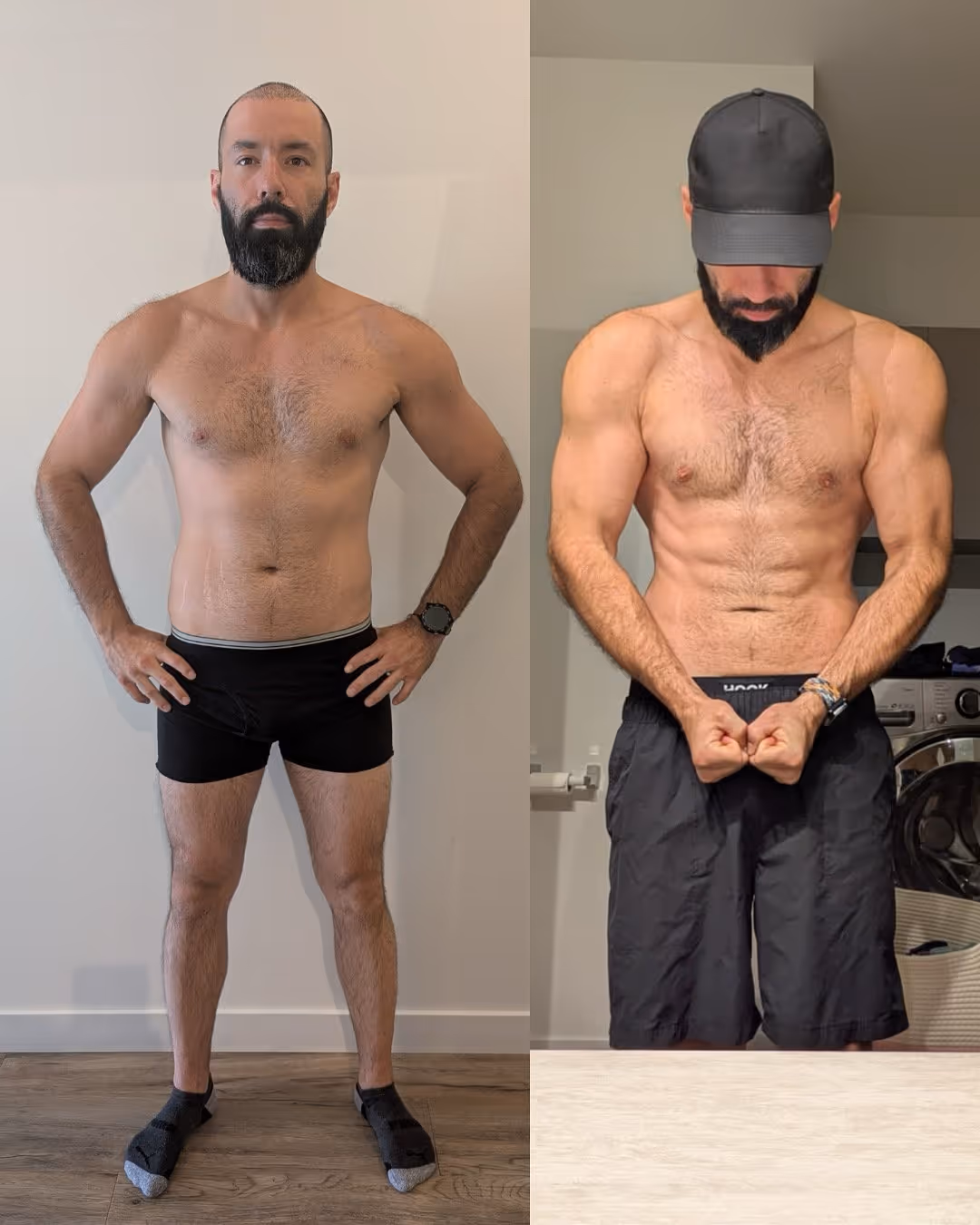 Transformation physique d'un homme. passant de mince à musclé