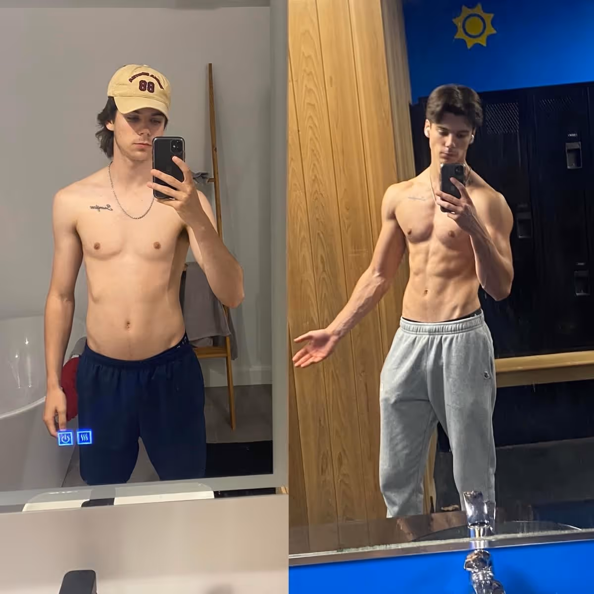 Photo d'un jeune homme skinny fat à une transformation musclé