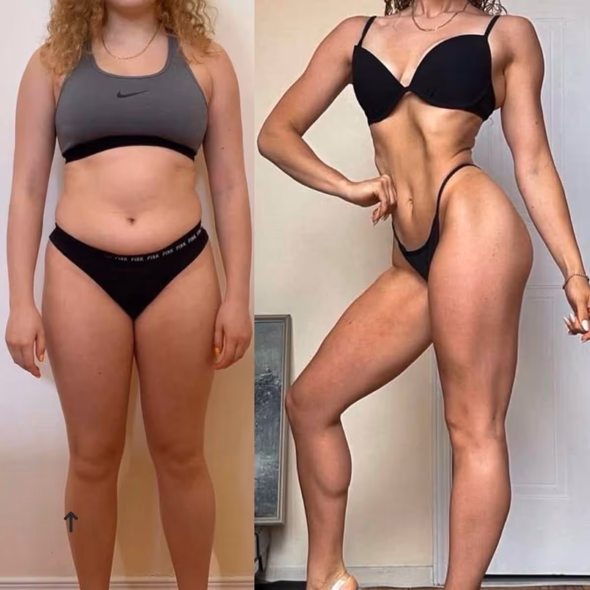 Transformation d'une femme d'un corps gras à un corps découpé et musclé.