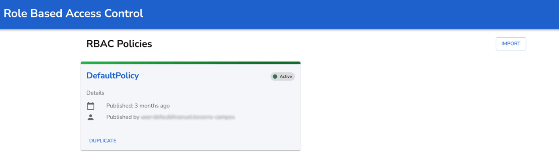Screenshot of the RBAC plugin showing a policy named “DefaultPolicy”