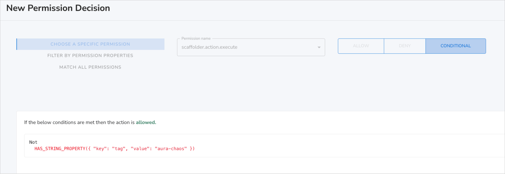 Screenshot of the RBAC plugin showing how to set up a new permission