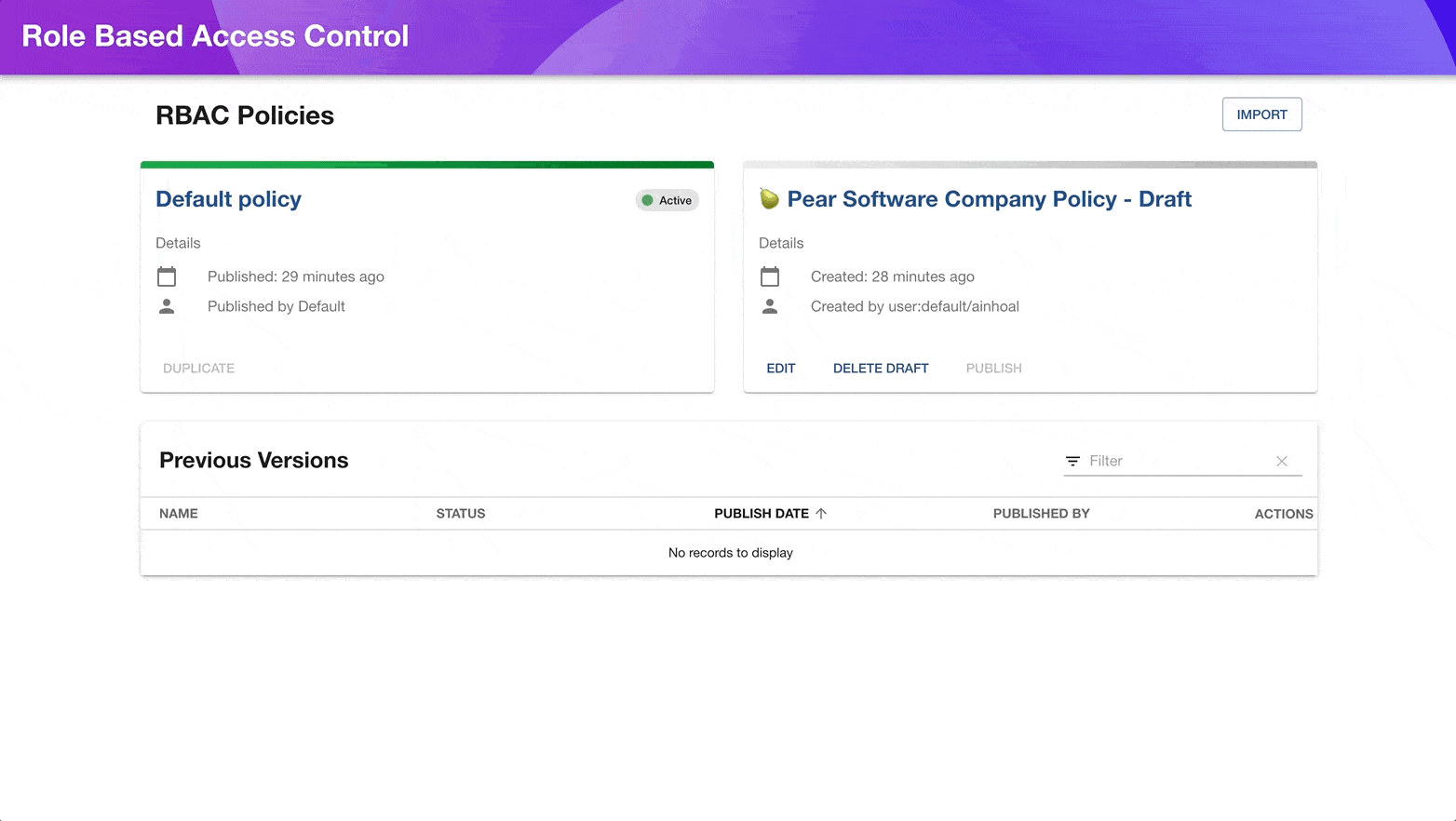 gif of policy testing for rbac