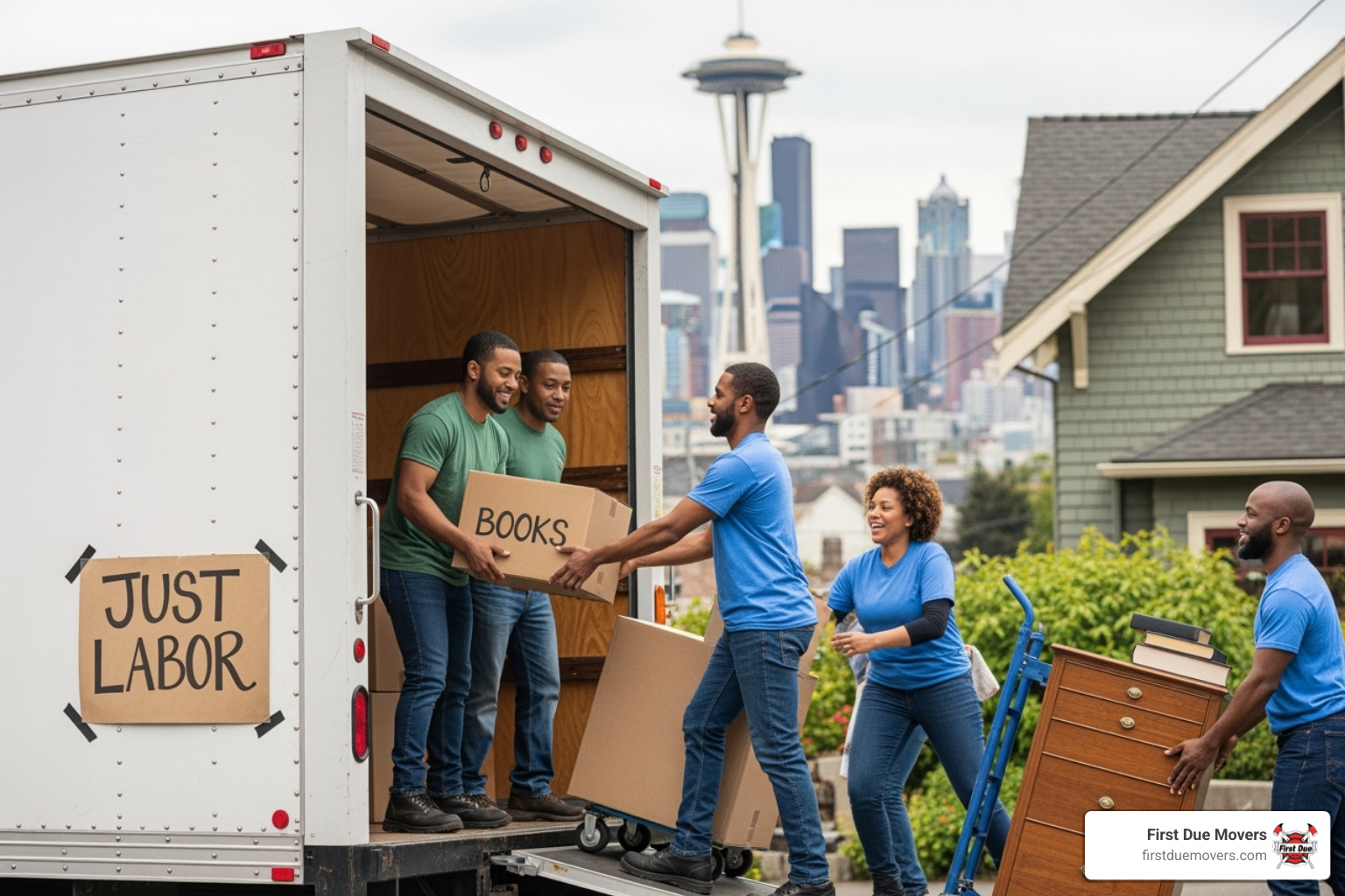 Neatly packed and labeled moving boxes - affordable labor-only moves in seattle wa