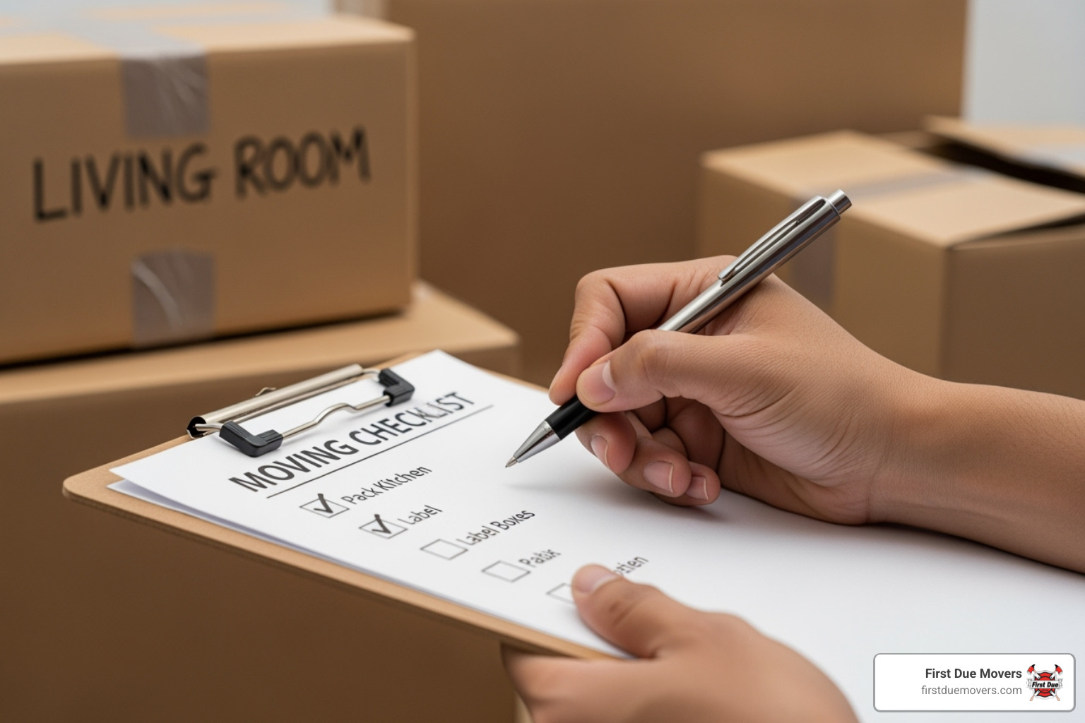 person creating a moving checklist on a clipboard - easiest way to move states