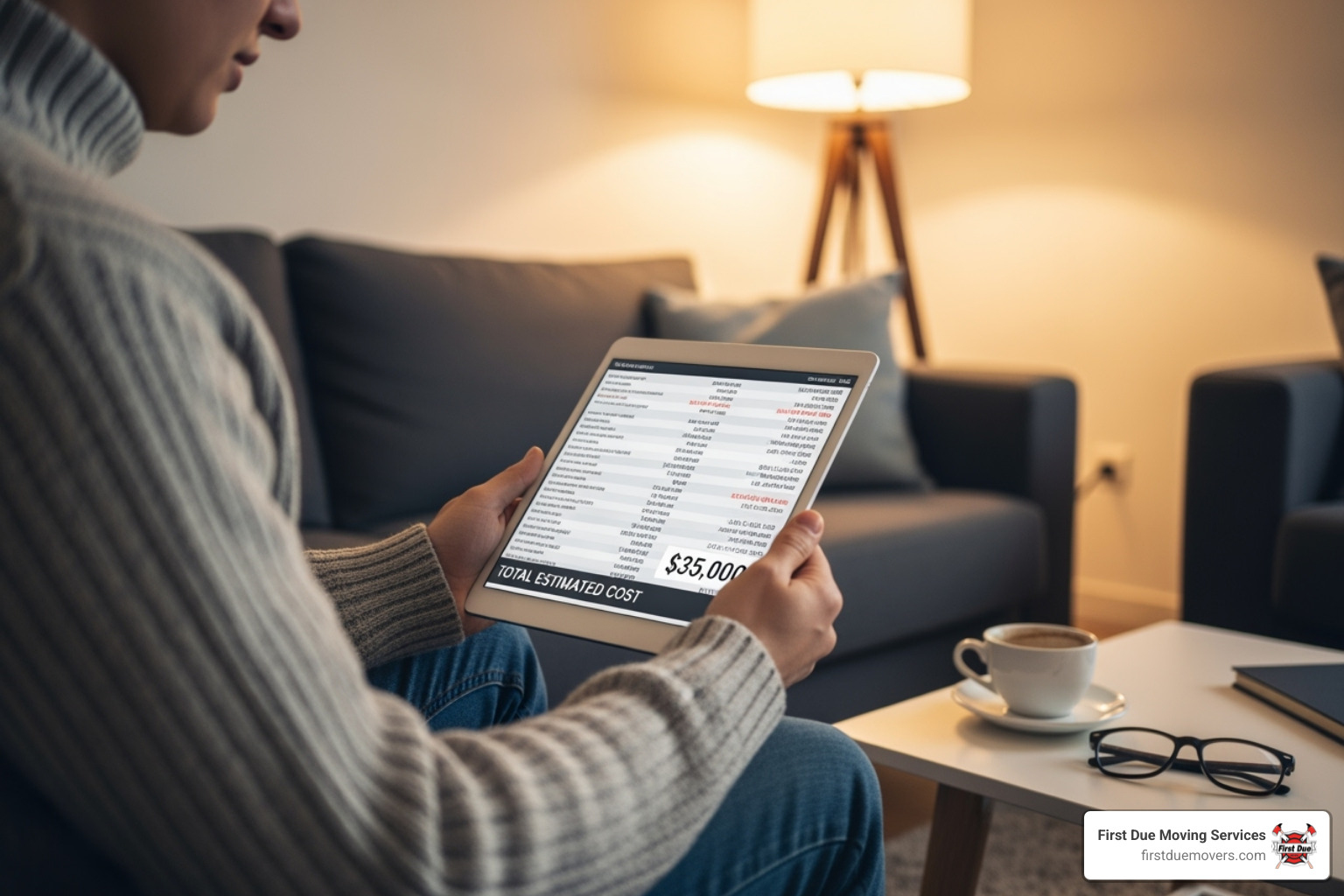 person reviewing moving quote on tablet - hire professional packers