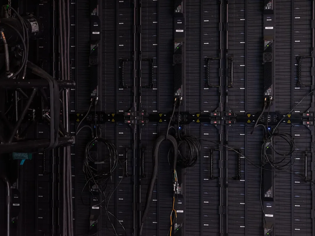 labeled server racks and cables - Data center relocation