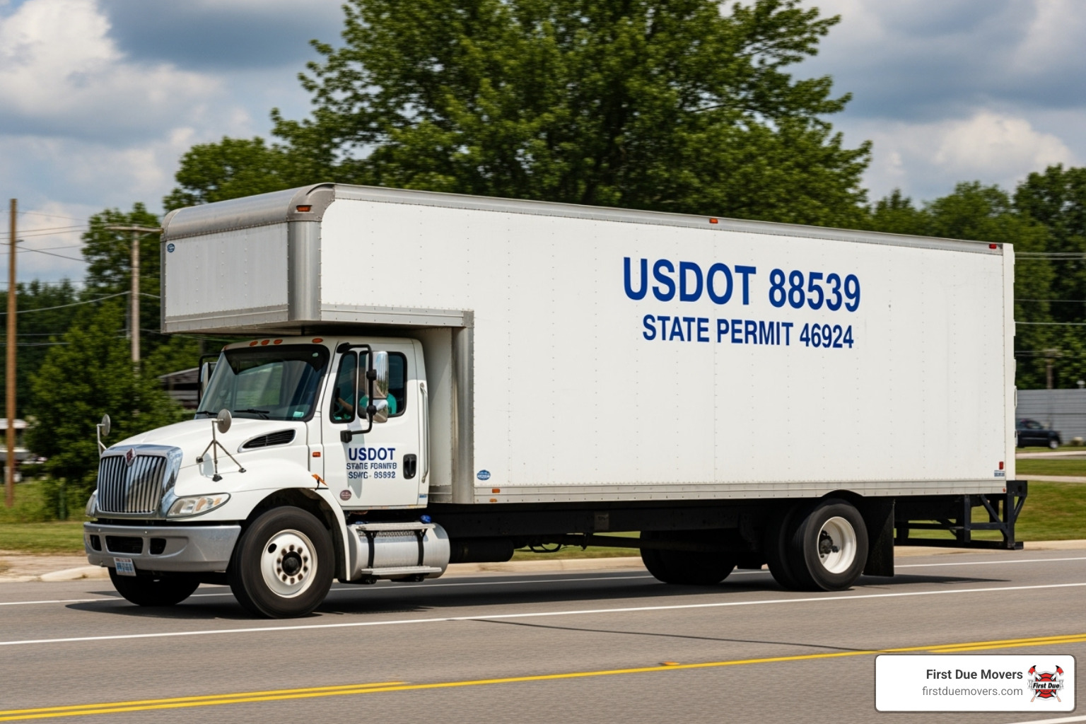 moving truck with official USDOT and state permit numbers - certified commercial moving technician in clyde hill, wa