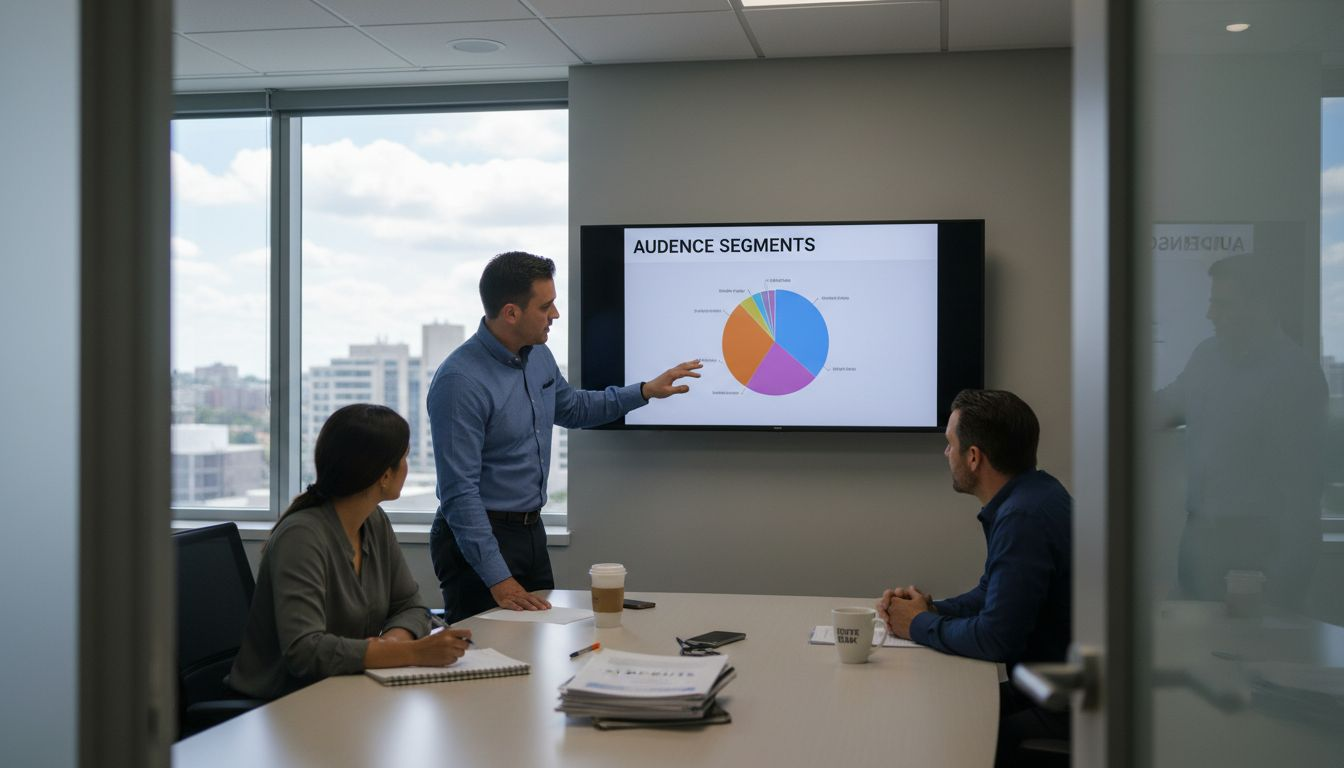 Team analyzing audience segments data