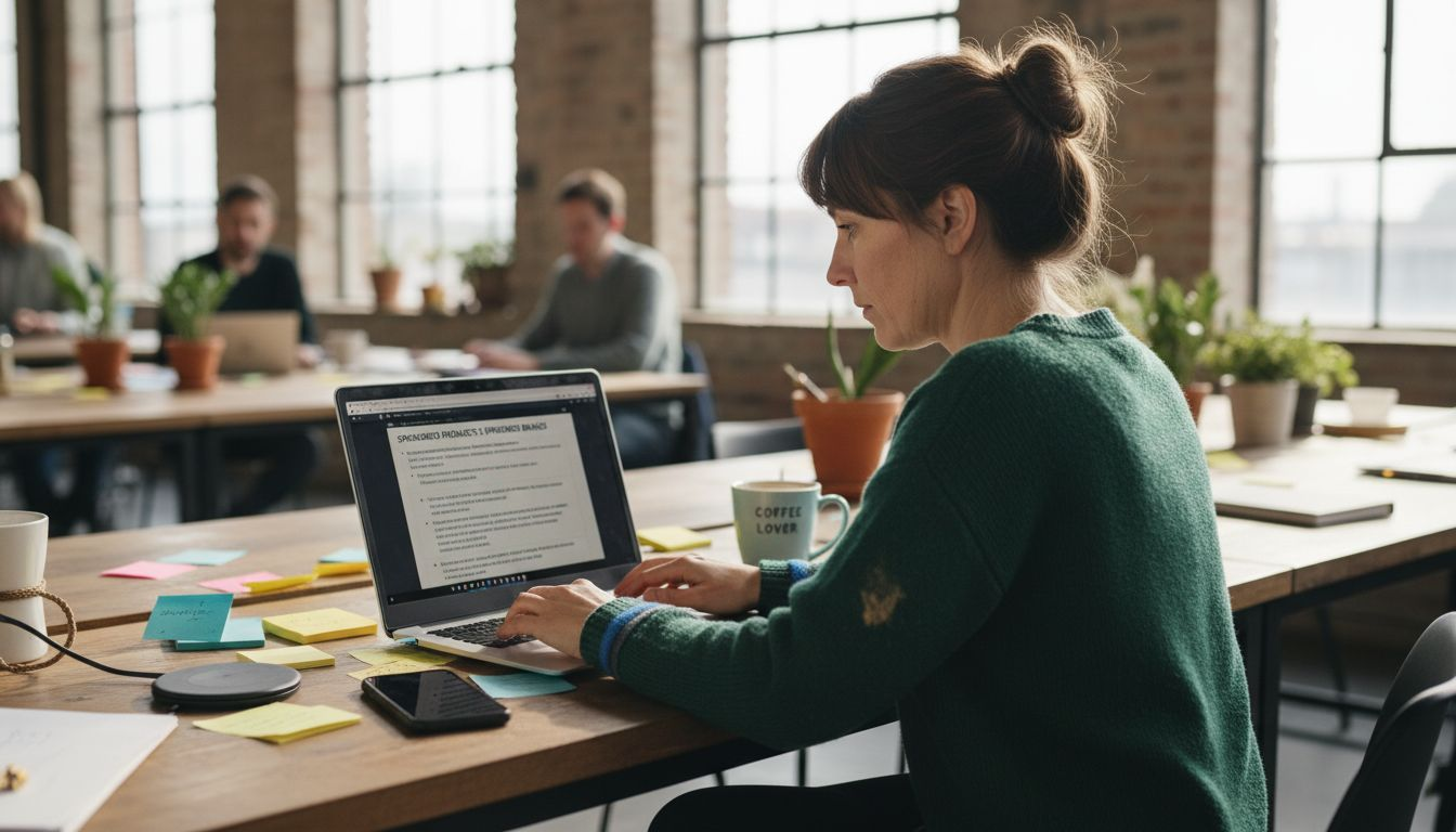 Employee preparing Amazon ad formats slideshow