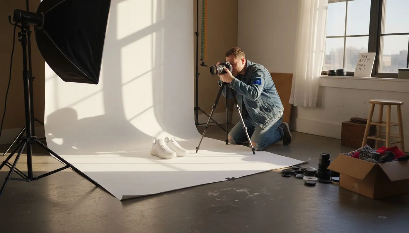 Photographer capturing product photos in studio